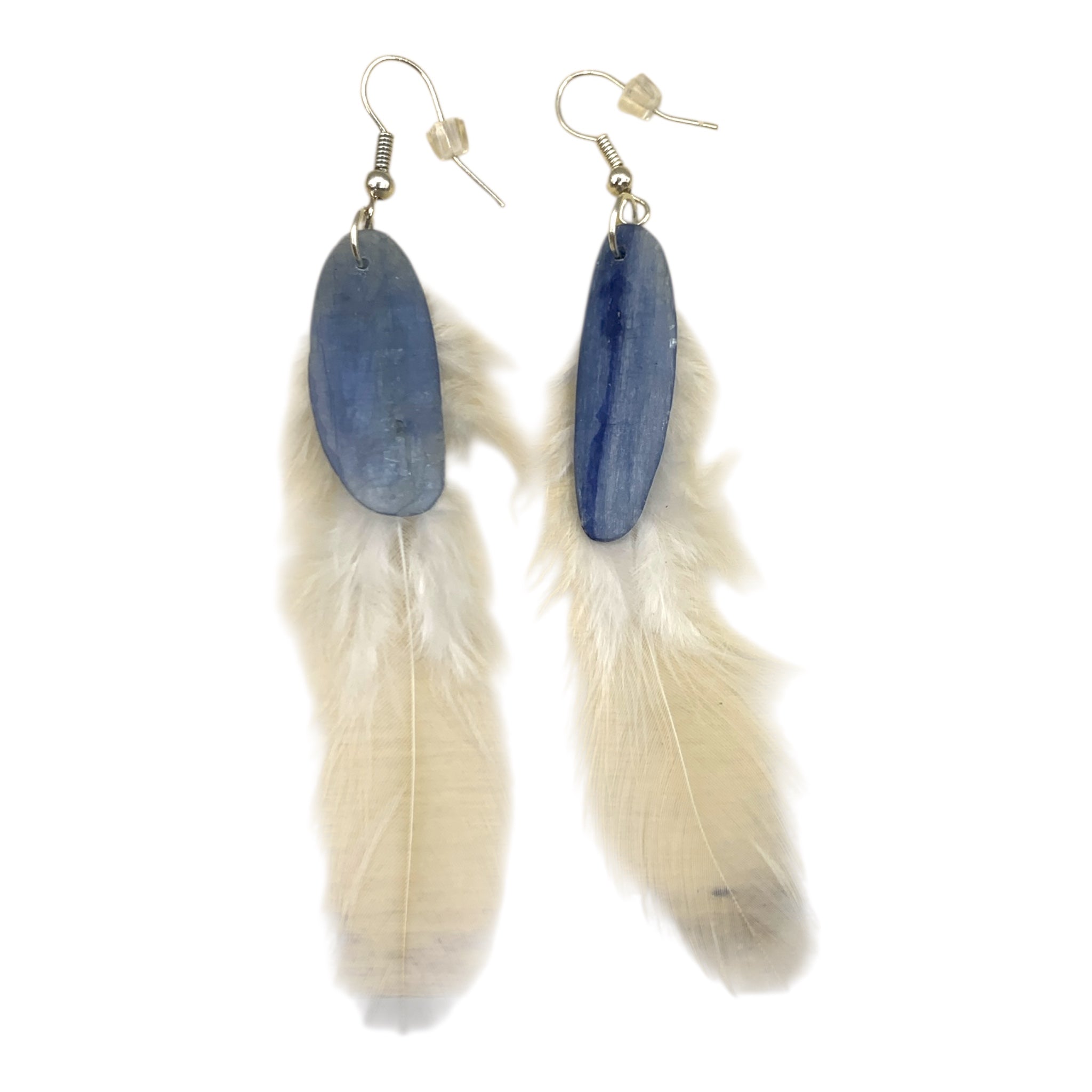 Earrings - Blue Kyanite with Feathers